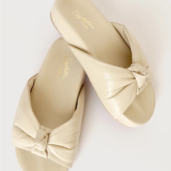 Seychelle’s Set the Tone Leather Knotted Slide Sandals / puff slides - Picture 2 of 4